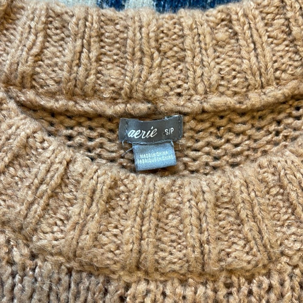 AERIE Big Sky Oversized Sweater Tan Small - Picture 3 of 4